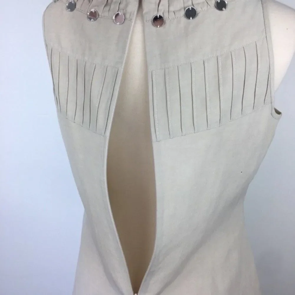 Vintage Tory Burch Silk Linen Blend Embellished Tank Top